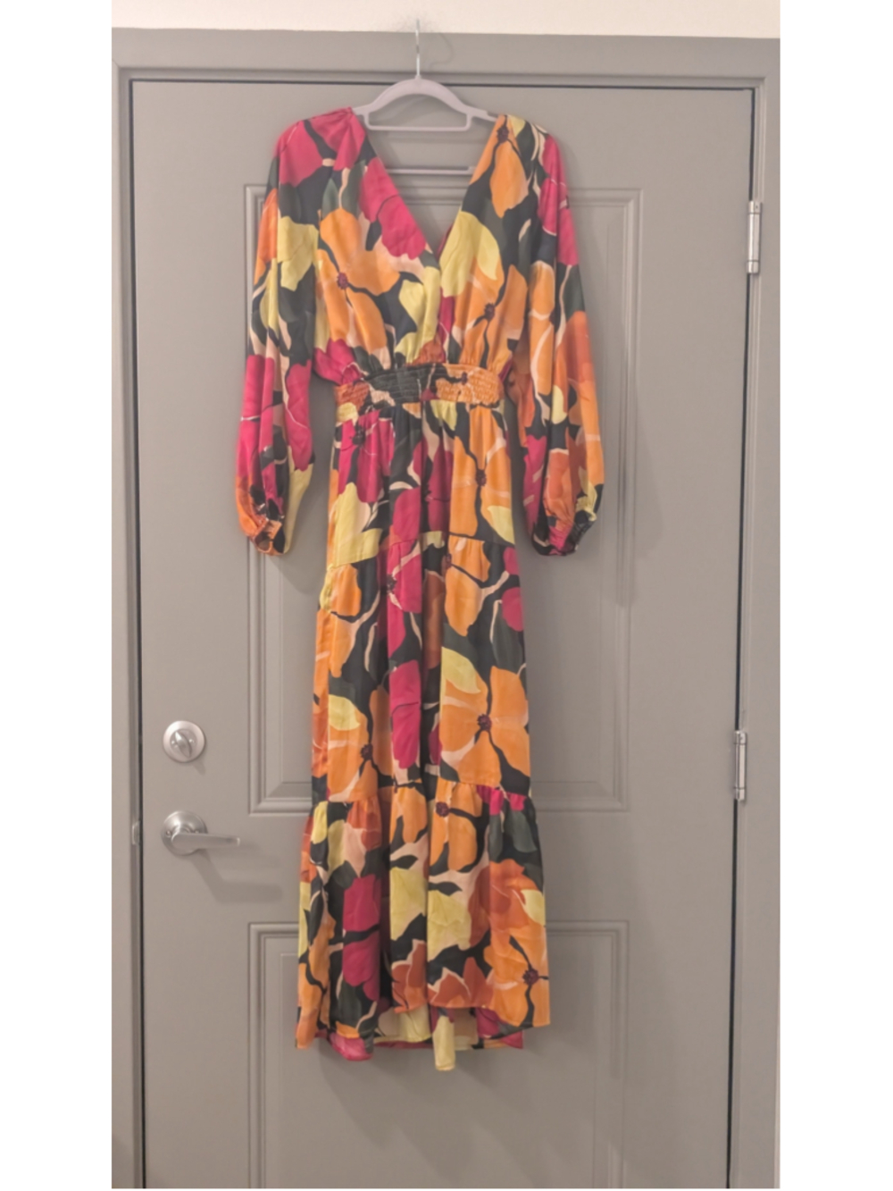 Women's Dress Forum Floral Maxi Dress Size M Orange Pink - Picture 2 of 12